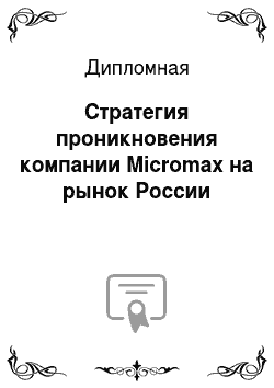Дипломная: Стратегия проникновения компании Micromax на рынок России