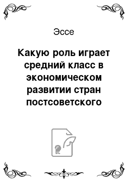 Эссе: Какую роль играет средний класс в экономическом развитии стран постсоветского пространства?