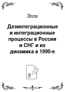 Эссе: Дезинтеграционные и интеграционные процессы в России и СНГ и их динамика в 1990-е годы