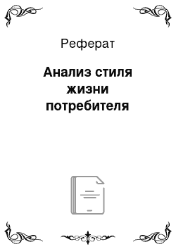 Реферат: Анализ стиля жизни потребителя