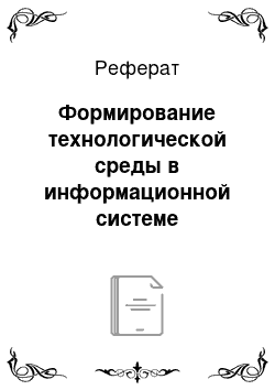 Реферат: Формирование технологической среды в информационной системе