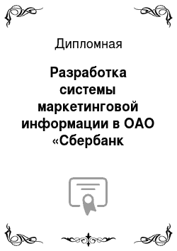 Дипломная: Разработка системы маркетинговой информации в ОАО «Сбербанк России»