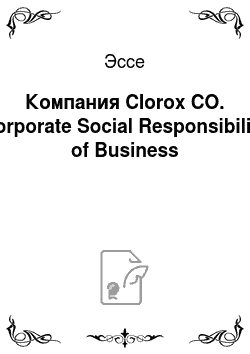 Эссе: Компания Clorox CO. Corporate Social Responsibility of Business