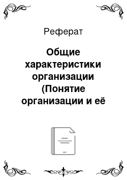 Реферат: Общие характеристики организации (Понятие организации и её место в менеджменте)