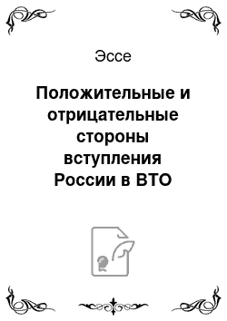 Эссе: Положительные и отрицательные стороны вступления России в ВТО