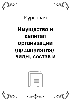 Курсовая: Имущество и капитал организации (предприятия): виды, состав и источники формирования