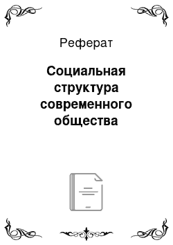 Реферат: Социальная структура современного общества