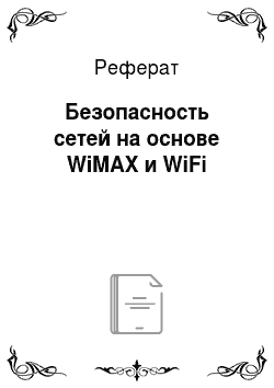 Реферат: Безопасность сетей на основе WiMAX и WiFi
