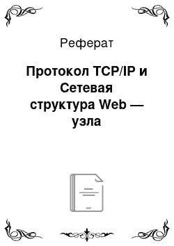 Реферат: Протокол TCP/IP и Сетевая структура Web — узла