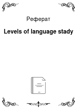 Реферат: Levels of language stady