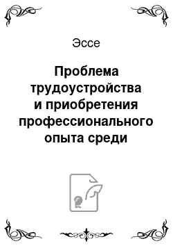 Эссе: Проблема трудоустройства и приобретения профессионального опыта среди молодежи