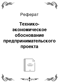 Реферат: Технико-экономическое обоснование предпринимательского проекта