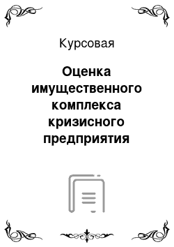 Курсовая: Оценка имущественного комплекса кризисного предприятия