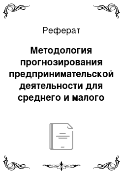 Реферат: Методология прогнозирования предпринимательской деятельности для среднего и малого бизнеса