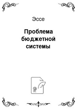 Эссе: Проблема бюджетной системы