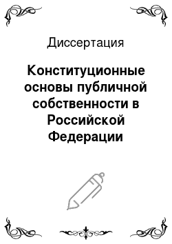 Диссертация: Конституционные основы публичной собственности в Российской Федерации
