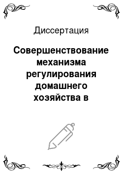 Диссертация: Совершенствование механизма регулирования домашнего хозяйства в современной экономике России