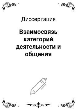 Диссертация: Взаимосвязь категорий деятельности и общения