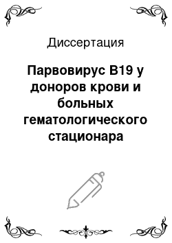 Диссертация: Парвовирус B19 у доноров крови и больных гематологического стационара