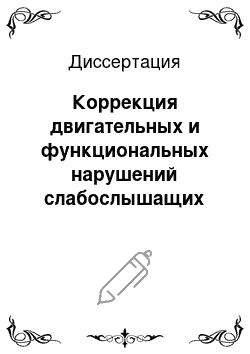 Диссертация: Коррекция двигательных и функциональных нарушений слабослышащих детей 12-15 лет в процессе занятий оздоровительной аэробикой