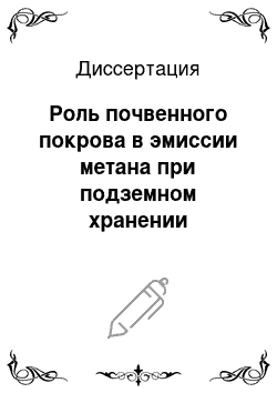 Диссертация: Роль почвенного покрова в эмиссии метана при подземном хранении природного газа