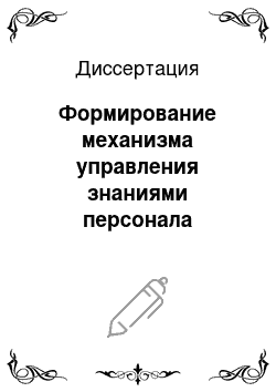 Диссертация: Формирование механизма управления знаниями персонала предприятия в условиях информационной экономики