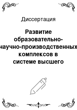 Диссертация: Развитие образовательно-научно-производственных комплексов в системе высшего профессионального образования