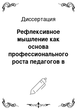 Диссертация: Рефлексивное мышление как основа профессионального роста педагогов в дополнительном образовании