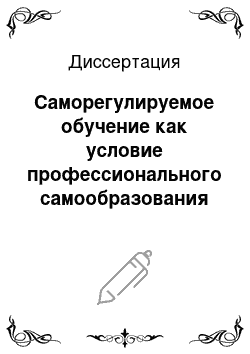 Диссертация: Саморегулируемое обучение как условие профессионального самообразования учителя: На материале музыкального отделения педагогического колледжа