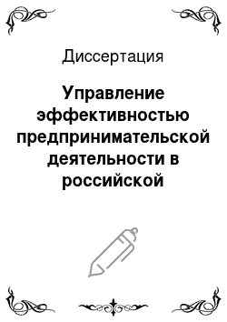 Диссертация: Управление эффективностью предпринимательской деятельности в российской экономике