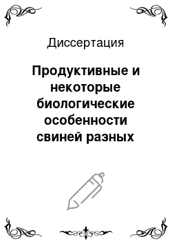 Диссертация: Продуктивные и некоторые биологические особенности свиней разных генотипов при использовании биокомплексов