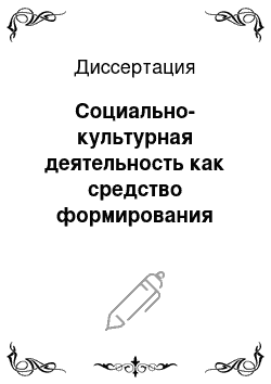 Диссертация: Социально-культурная деятельность как средство формирования организационной культуры курсантов военного вуза