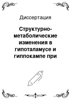 Диссертация: Структурно-метаболические изменения в гипоталамусе и гиппокампе при внезапной сердечной смерти и факторах риска ее наступления