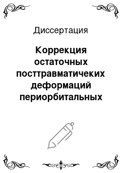 Диссертация: Коррекция остаточных посттравматичеких деформаций периорбитальных тканей индивидуальными силиконовыми имплантатами