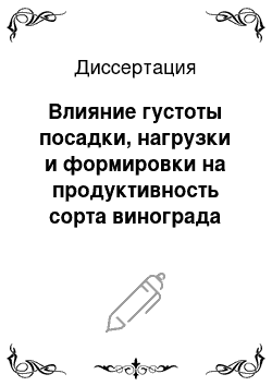 Диссертация: Влияние густоты посадки, нагрузки и формировки на продуктивность сорта винограда Тайфи розовый в условиях богары Центрального и Южного Таджикистана