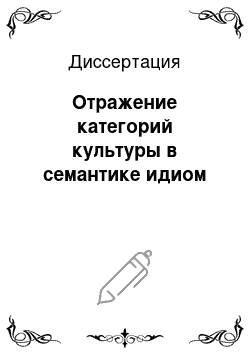 Диссертация: Отражение категорий культуры в семантике идиом