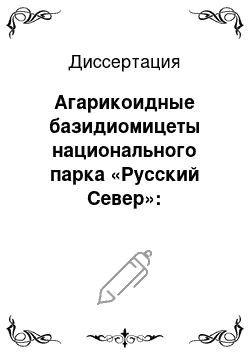 Диссертация: Агарикоидные базидиомицеты национального парка «Русский Север»: Вологодская область