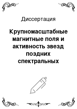 Диссертация: Крупномасштабные магнитные поля и активность звезд поздних спектральных классов