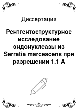 Диссертация: Рентгентоструктурное исследование эндонуклеазы из Serratia marcescens при разрешении 1.1 А
