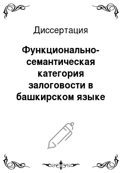 Диссертация: Функционально-семантическая категория залоговости в башкирском языке