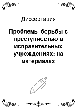 Диссертация: Проблемы борьбы с преступностью в исправительных учреждениях: на материалах Республики Казахстан