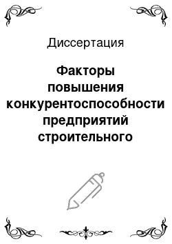 Диссертация: Факторы повышения конкурентоспособности предприятий строительного комплекса