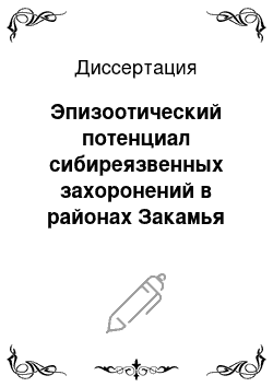 Диссертация: Эпизоотический потенциал сибиреязвенных захоронений в районах Закамья Республики Татарстан