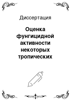 Диссертация: Оценка фунгицидной активности некоторых тропических видов флоры Йемена