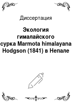 Диссертация: Экология гималайского сурка Marmota himalayana Hodgson (1841) в Непале