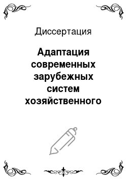 Диссертация: Адаптация современных зарубежных систем хозяйственного учета к практике управления российскими предприятиями