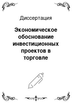 Диссертация: Экономическое обоснование инвестиционных проектов в торговле нефтепродуктами и оборудованием