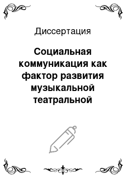 Диссертация: Социальная коммуникация как фактор развития музыкальной театральной культуры