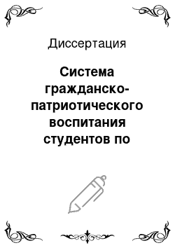 Диссертация: Система гражданско-патриотического воспитания студентов по формированию активной жизненной позиции, обеспечивающей стабильность и безопасность в обществе