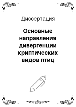 Диссертация: Основные направления дивергенции криптических видов птиц